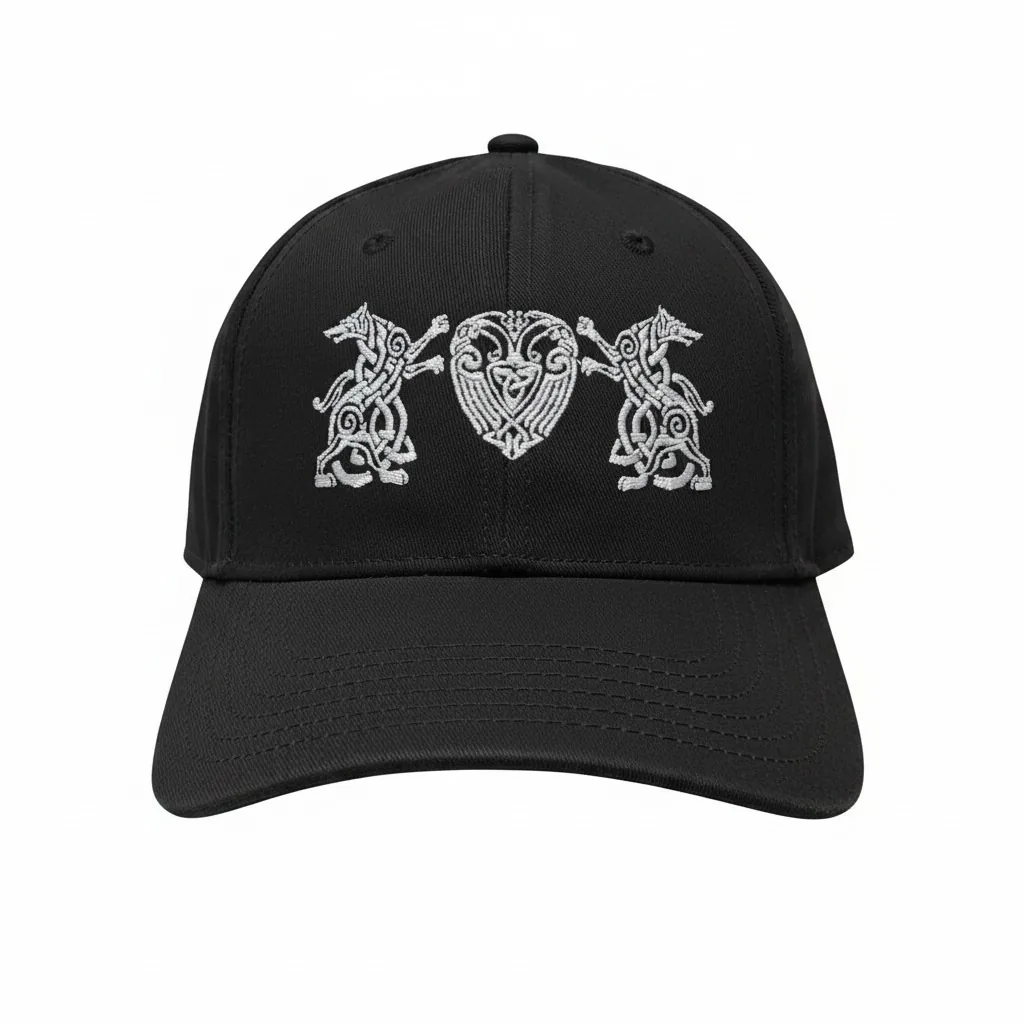 Embroidered black cap